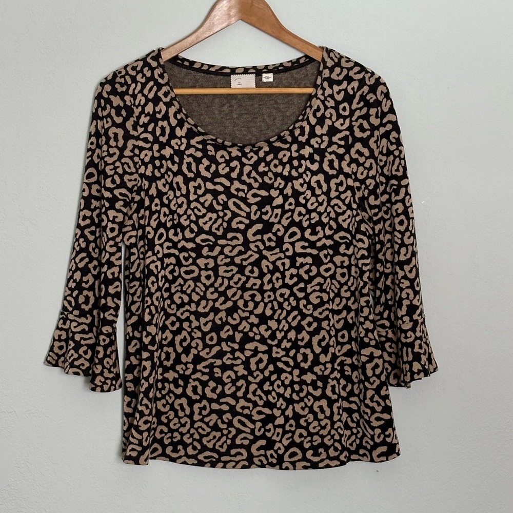 Anthropologie: 9H15 Leopard Swing Shirt w/ Flutter Sleeves
